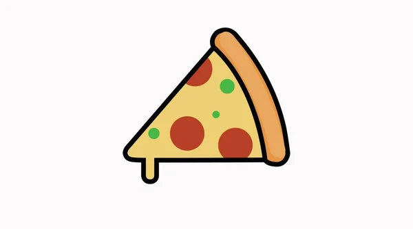 Vektor Isolerad Illustration Pizzabit Pizza Skiva Platt Ikon — Stock vektor
