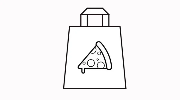 Vector Elszigetelt Illusztrációja Take Away Táska Egy Pizza Ikon Fekete — Stock Vector