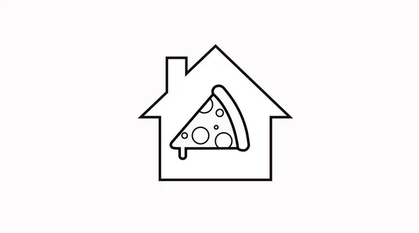 Vector Isolated Illustration Pizza Slice House Pizza Take Away Icon — Stock Vector