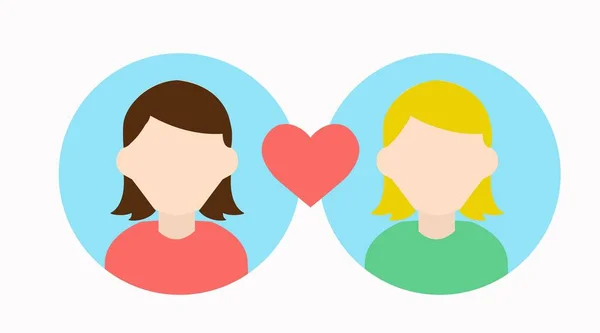 Vector Isolated Illustration Two Girls Love Icon Girls Match — Stock Vector