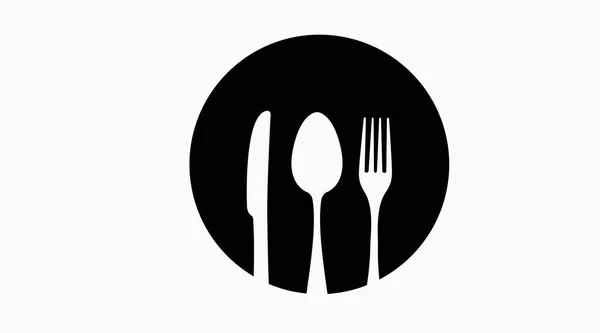 带有餐具的圆形餐厅图标的矢量分离图解 — 图库矢量图片