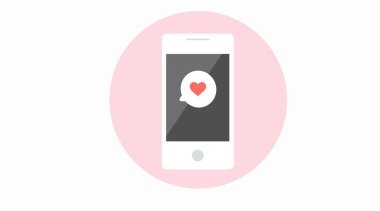 Yürekli Smartphone Düz Simgesinin İzole Edilmiş Vektörü
