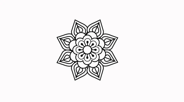 Bir Mandala Nın Izole Edilmiş Temsili Siyah Beyaz Mandala Tasarımı — Stok Vektör