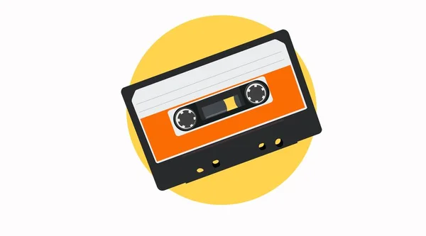 Ilustración Aislada Vectorial Casete Cinta Cassette Icono Plano — Archivo Imágenes Vectoriales