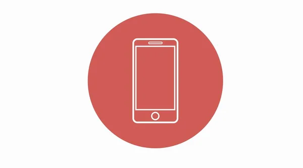 Vector Geïsoleerde Illustratie Van Een Mobiele Telefoon Mobiel Rode Afgeronde — Stockvector