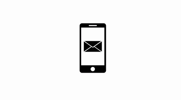 Vector Isolated Illustration Smartphone Envelope Black White Mobile Email Icon — Stock Vector