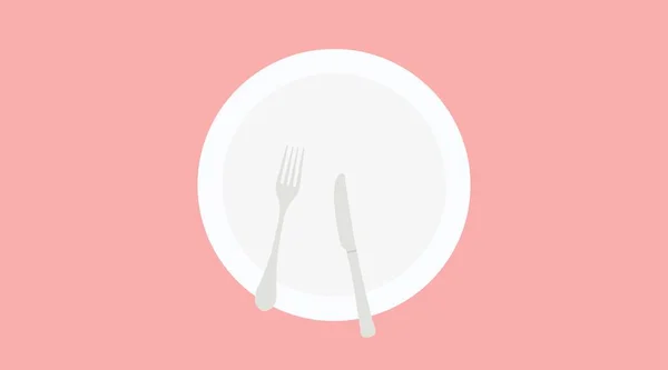 Απομονωμένη Διανυσματική Απεικόνιση Ενός Άδειου Πιάτου Μαχαιροπήρουνα Εικονίδιο Πιάτων Πλάκας — Διανυσματικό Αρχείο