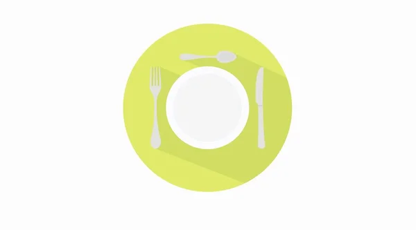 Vector Isolated Illustration Dish Fork Knife Червоний Ікон — стоковий вектор