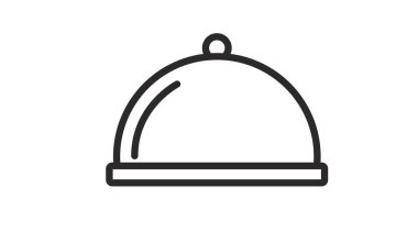 İzole Gıda Simgesi Vektörü. Siyah ve Beyaz Basit Düz Gıda Simgesi