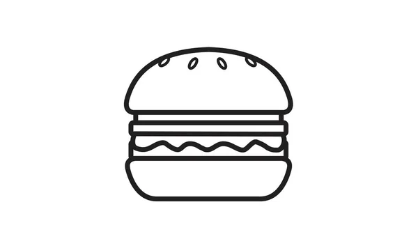 Hamburgerin Izole Edilmiş Yansıması Siyah Beyaz Basit Burger Simgesi — Stok Vektör