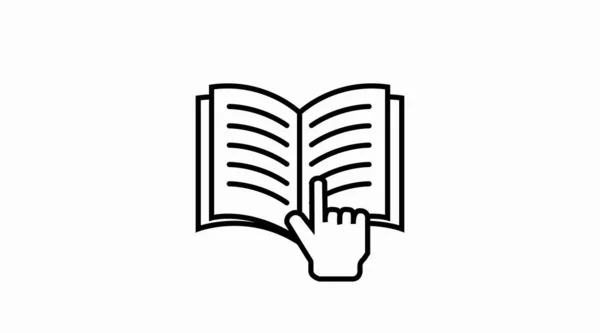 Διάνυσμα Απομονωμένη Απεικόνιση Ενός Βιβλίου Και Ενός Χεριού Εικονίδιο Ανάγνωσης — Διανυσματικό Αρχείο
