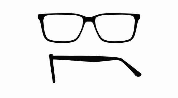 メガネフレームのベクトル分離イラスト 黒メガネフレームフロントとサイドビュー — ストックベクタ