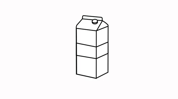 Bir Süt Kutusunun Zole Edilmiş Vektör Llüstrasyonu Siyah Beyaz Süt — Stok Vektör