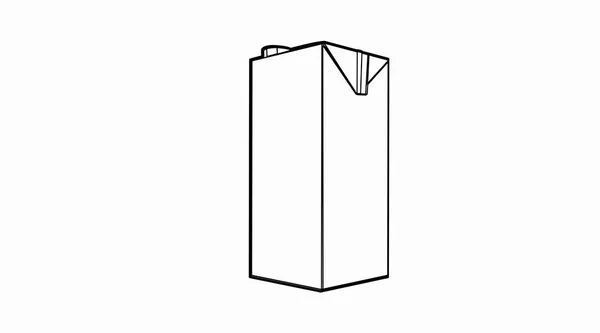 Διάνυσμα Απομονωμένη Απεικόνιση Ενός Κουτιού Γάλακτος Μαύρο Και Άσπρο Κουτί — Διανυσματικό Αρχείο