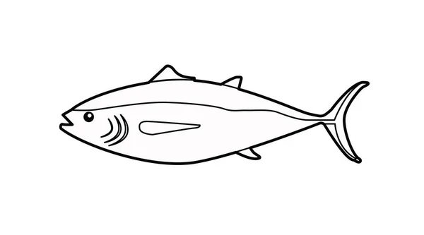 Illustrazione Isolata Vettoriale Pesce Illustrazione Icona Pesce Bianco Nero — Vettoriale Stock