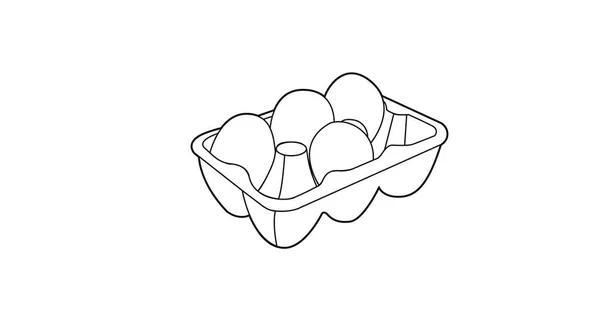 Ilustração Preto Branco Isolada Vetor Uma Caixa Caixa Ovos —  Vetores de Stock