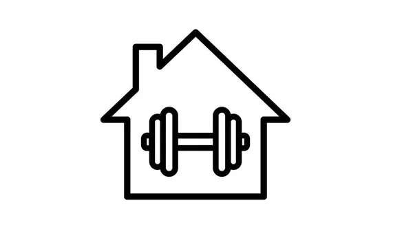 Illustration Isolée Vectorielle Une Maison Bâtiment Avec Haltère Gym Icône — Image vectorielle