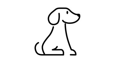 Siyah ve Beyaz Düz Köpek Simgesi. Bir Köpeğin İzole Edilmiş İmajı