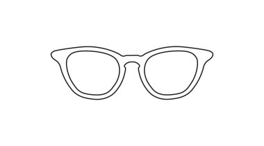 Beyaz arka planda gözlük çerçevesinin izole edilmiş yansıması. Siyah beyaz illüstrasyon