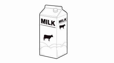 Süt yassı simgesi. Vektör Süt Kutusu Simgesi 'ni izole etti. Bir süt kutusunun ana hatlarını çiz