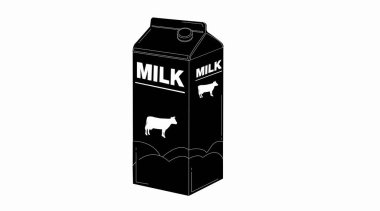 Süt yassı simgesi. Vektör Süt Kutusu Simgesi 'ni izole etti. Bir süt kutusunun ana hatlarını çiz