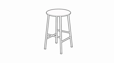 Bir Tahta Tabure Siyah-Beyaz Görünümü Vektörü