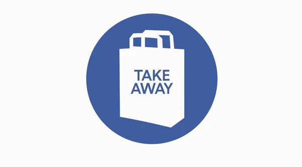 Vector Take Away Bag Pictogram Illustratie Teken Blauw Afhaalpictogram — Stockvector