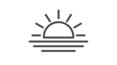 Günbatımı Simgesi. Gün batımının izole edilmiş vektör çizgileri