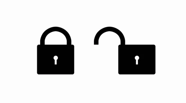 Vorhängeschloss Icon Set Vorhanden Vektor Isolierter Satz Geöffneter Und Verschlossener — Stockvektor