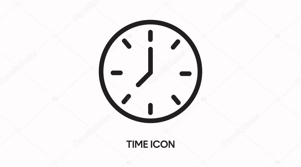 Vector Iolated Illustration of a Clock. Black and White Time Icon