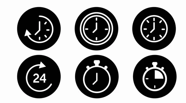 Iconos Línea Tiempo Reloj Aislados Vectoriales Conjunto Iconos Lineales Vectoriales — Vector de stock