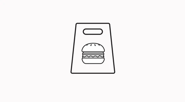 Векторні Ізольовані Чорно Білий Бургер Візьміть Мішок Піктограму Або Знак — стоковий вектор