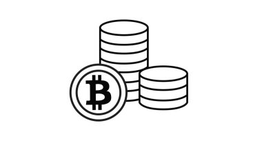 Bitcoin bozuk para ikonunu düz bir şekilde istifledi. Bitcoin yığınının izole edilmiş vektör çizimi.