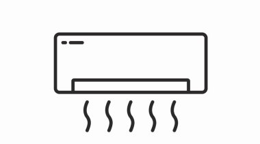 Klima Simgesi. Vektör siyah beyaz klima çizimini izole etti