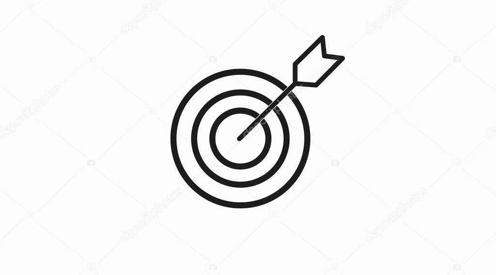 Target icon with arrow. Vector isolated illustration of a target
