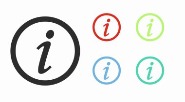 Bilgi Simgesi Ayarlandı. Vektör izole çizimler. Bilgi simgesi ya da imza seti