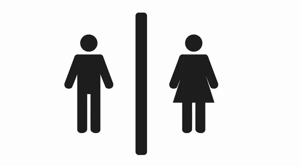 浴室の男性と女性のアイコン ベクターブラックとイラスト付き 浴室の標識 — ストックベクタ
