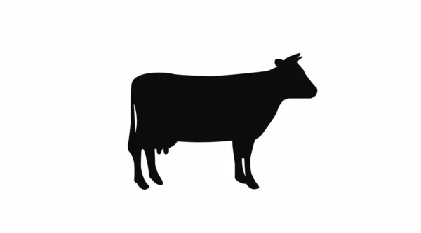 Коров Яна Ікона Векторна Ізольована Чорно Біла Ілюстрація Корови — стоковий вектор