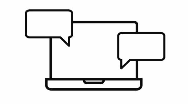 Laptop Simgesi Sohbet Konuşma Simgeleriyle Bir Dizüstü Bilgisayarın Izole Edilmişi — Stok Vektör