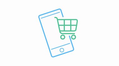 Telefon alışverişi ikonu. Telefon simgenizle online alışveriş.