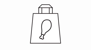 Chicken Take Away Simgesi. Bir paket yemek ve kızarmış tavuğun vektör çizimi