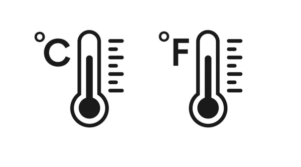 Thermometer Icoon Ingesteld Vector Geïsoleerde Zwart Wit Illustratie — Stockvector