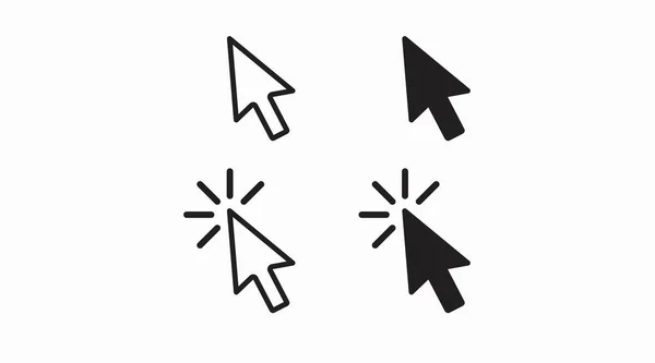 Arrow Pointer Icône Set Illustration Vectorielle Isolée Noir Blanc — Image vectorielle
