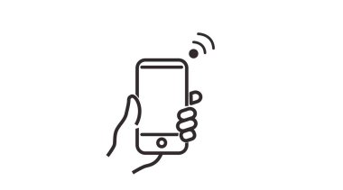 Mobil Simge. Bir cep telefonu veya akıllı telefonun kablosuz internet tabelalı görüntüsü izole edildi.