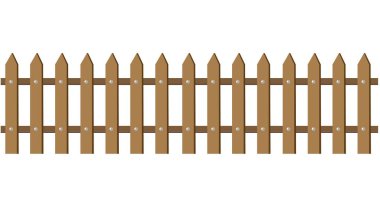 Beyaz arkaplanda tahta çit, vektör simgesi illüstrasyonu