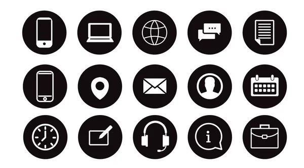 Contacte Icon Set Ilustração Preto Branco Dos Ícones Differente Contect — Vetor de Stock