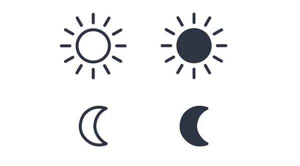 Iconos Sol Luna Vector Aislado Simple Ilustración Plana Sol Una — Archivo Imágenes Vectoriales