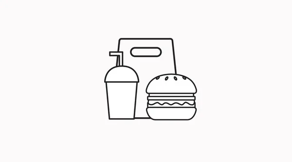 Drink Burger Take Away Icon Vectos Black White Isolated Illustration — Stock Vector
