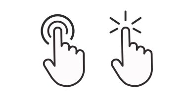 El tıklama simgesi. Vektör siyah ve beyazı izole etti