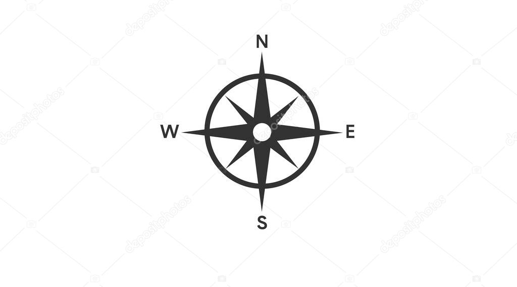 Compass Icon. Vector black and white isolated illustration of a compass